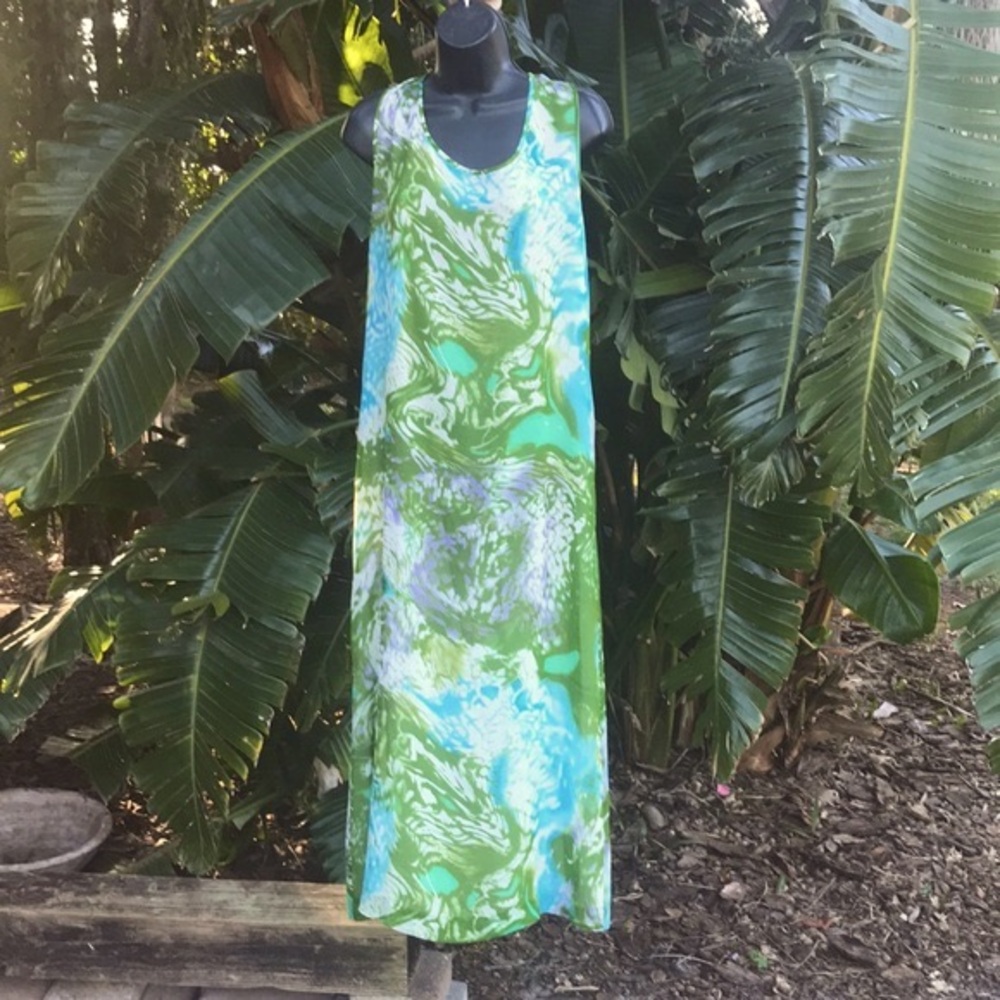 Silk swirl print column maxi dress